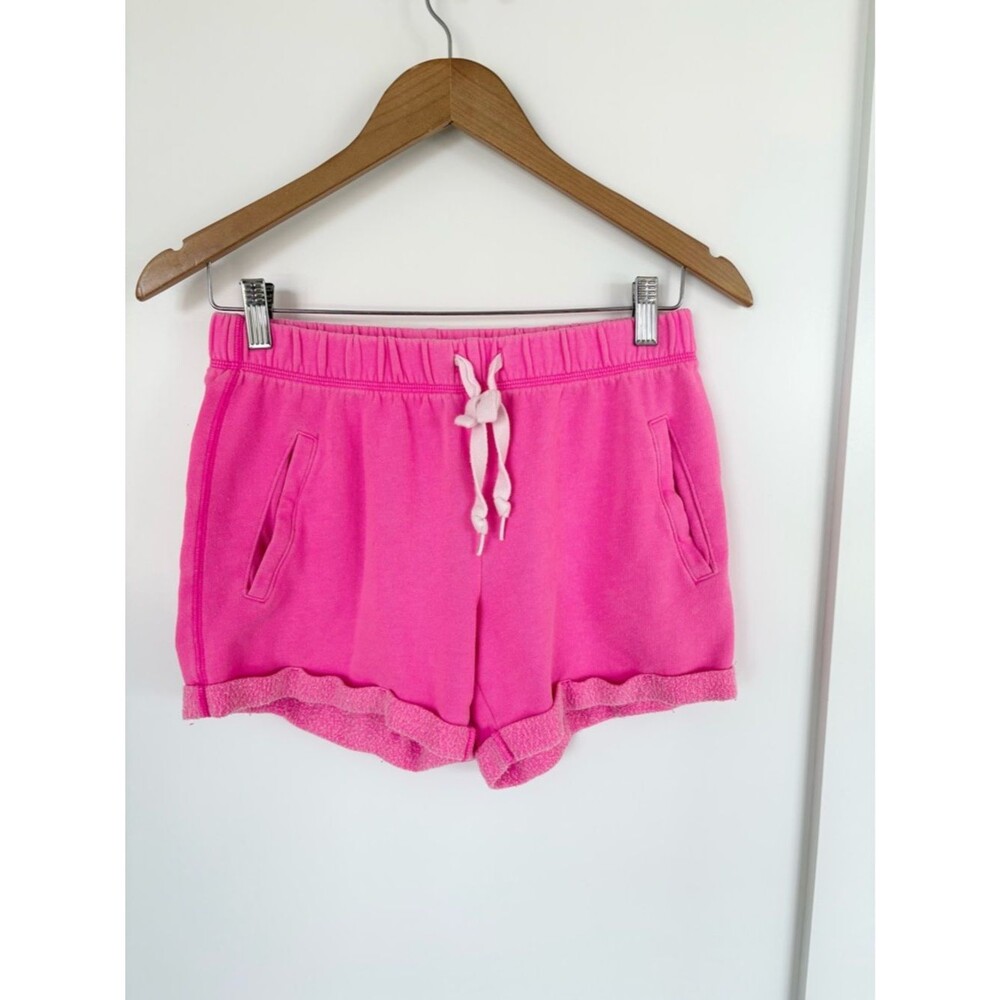 PINK Victoria’s Secret Pink Fleece Shorts Lounge Drawstring side Logo - XS